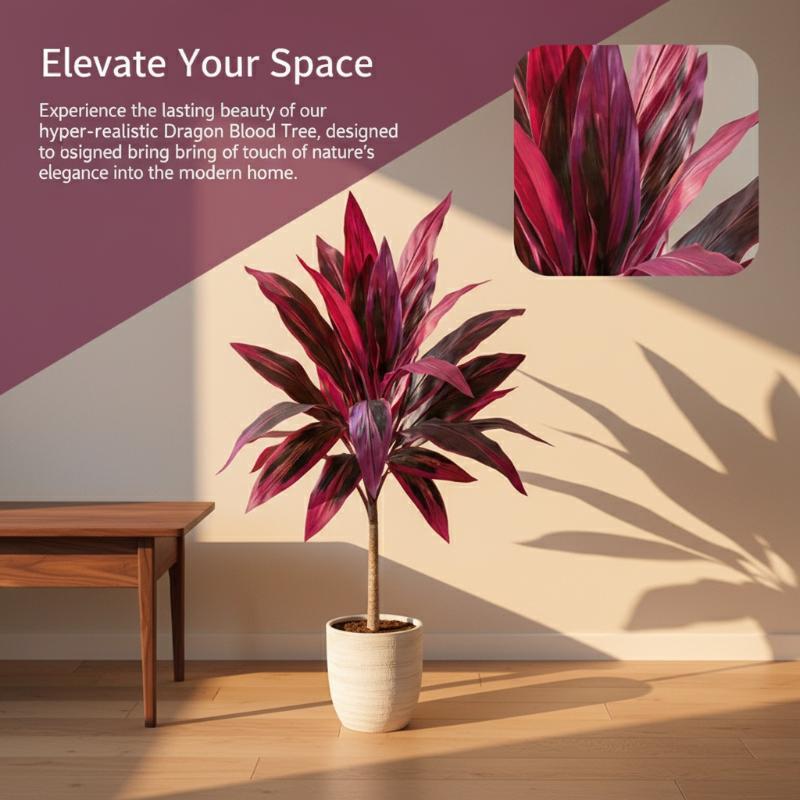 Dracaena Marginata - 대형 인조 드라세나 마르미나타 나무 55cm